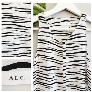 A.L.C. Silk Sleeveless Animal Print Top